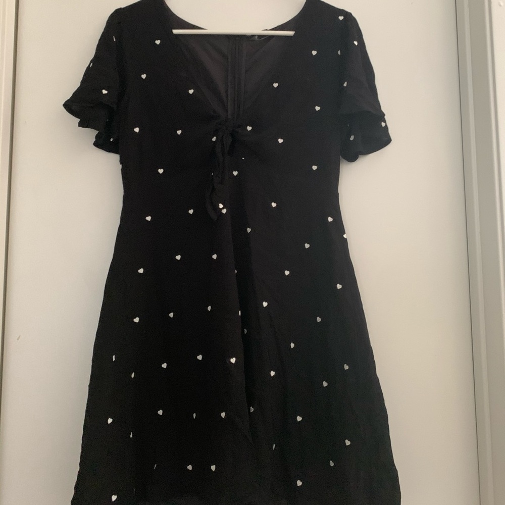 Heart embroidered mini dress